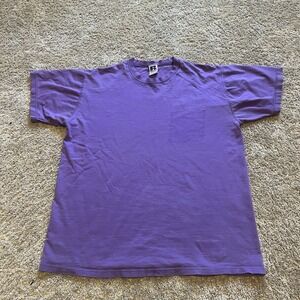Vintage 90s Russell Athletic Pocket T Shirt Ghost Pocket Men's Large Faded Purp